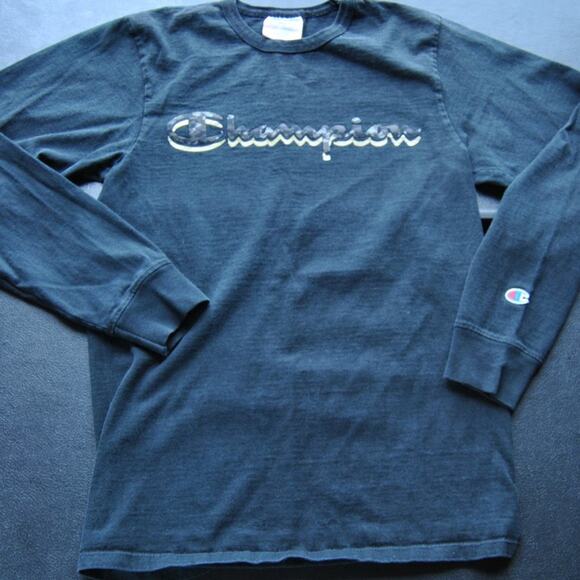 Champion Small Camo & Gold Logo Black Long Sleeve Shirt - Picture 1 of 5